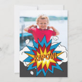 カスタムフォト漫画ブックKAPOWアポップ・アートのート誕生日 招待状 (裏面)