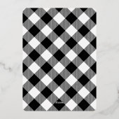 カスタムフォト白黒タータンチェックプレイドクリスマス 箔シーズンカード (裏面)