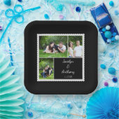 カスタムフォト白黒結婚ズ ペーパープレート (パーティー)