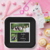 カスタムフォト白黒結婚ズ ペーパープレート (パーティー)