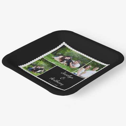 カスタムフォト白黒結婚ズ ペーパープレート (傾斜あり)