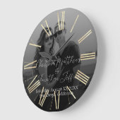 カスタムフォト白黒結婚ズ ラージ壁時計 (傾斜)