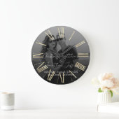 カスタムフォト白黒結婚ズ ラージ壁時計 (ホーム)