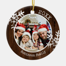 カスタムフォト素朴ウッドスノーフレーク セラミックオーナメント