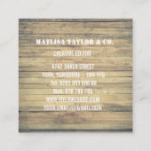 カスタムフォト素朴ウッドモノグラムプロフェッショナル スクエア名刺 (裏面)