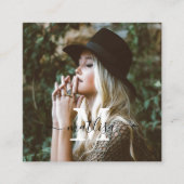 カスタムフォト素朴ウッドモノグラムプロフェッショナル スクエア名刺 (正面)