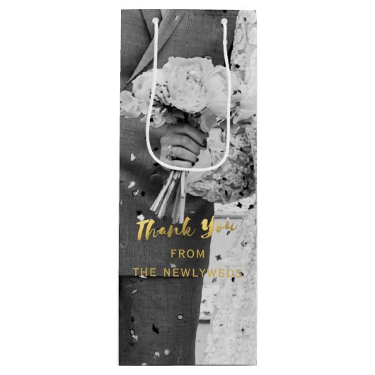 カスタムフォト結婚サンキューワイン抱き枕 ワインギフトバッグ (正面)