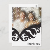 カスタムフォト結婚サンキュー白黒ダマスク ポストカード (正面/裏面)