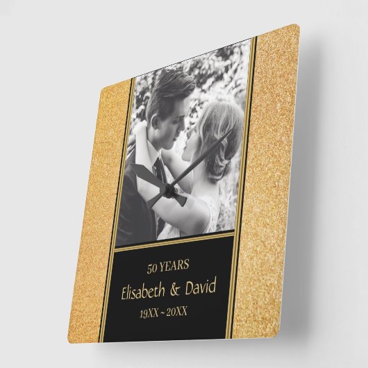 カスタムフォト結婚ズアニバーシャスクエアウォールクロック スクエア壁時計 (傾斜)