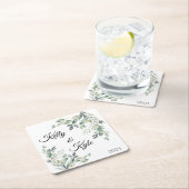 カスタムフォト結婚婚約素朴ナプキン スクエアペーパーコースター (インサイチュ)