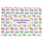 カスタムフォト誕生日パターンCookieマカロン ラージペーパーバッグ (裏面)