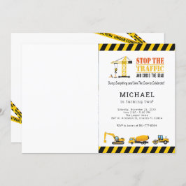カスタムフォト誕生日建築ダンプトラック 招待状