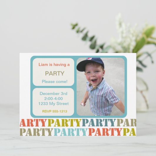 カスタムフォト誕生日招待状(#INV 011) 招待状 (スタンド正面)