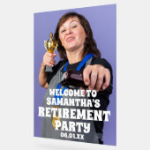 カスタムフォト退職パーティーへようこそ アクリルサイン (傾斜)
