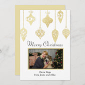 カスタムフォト金ゴールドオーナメントフラットホリデーカード シーズンカード (正面/裏面)