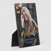 カスタムフォト金ゴールドスクリプト卒業 フォトプラーク (側面)