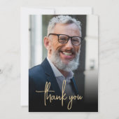 カスタムフォト金ゴールドスクリプト70th誕生日パーティー サンキューカード (正面)