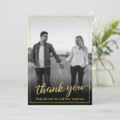 カスタムフォト金ゴールドフレームありがとう サンキューカード (スタンド正面)