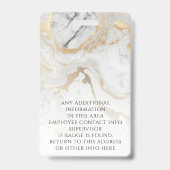 カスタムフォト金ゴールドホワイトマーブルスタエレガントッフ バッジ (Back)