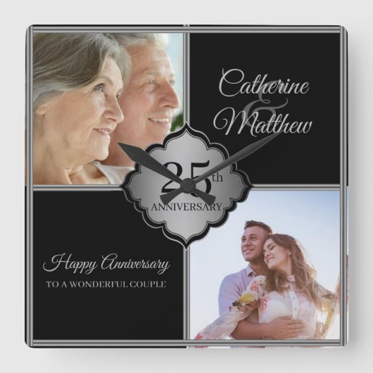 カスタムフォト25周年角壁時計 スクエア壁時計 (正面)