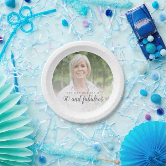 カスタムフォト50と素敵な50歳の誕生日 ペーパープレート (パーティー)