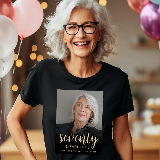 カスタムフォト70歳の誕生日パーティー Tシャツ