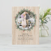 カスタムフォト&ウッ素朴ドクリスマスホリデーフォト シーズンカード (スタンド正面)