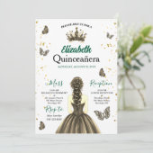 カスタムフォト エメラルドグリーン Quinceañera ご招待状 招待状 (スタンド正面)