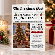カスタムフォト クリスマス招待状 クリスマス新聞