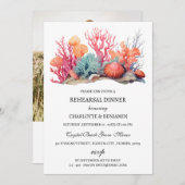 カスタムフォト&コーラルリーフビーチリハーサルディナー 招待状 (正面/裏面)