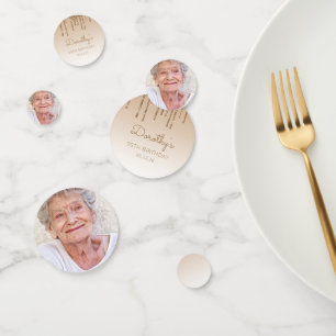 カスタムフォト ゴールドラメドリップ 90歳の誕生日 コンフェッティ