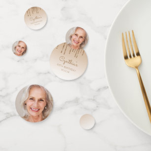 カスタムフォト ゴールドラメ垂れ流し 60歳の誕生日 コンフェッティ