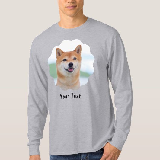 カスタムフォト&テキスト オリジナル グレー Tシャツ (正面)