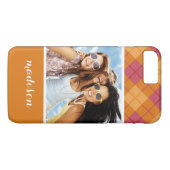 カスタムフォト&ネームバイアスプレイド(オレンジとピンク) Case-Mate iPhoneケース (裏面(横))