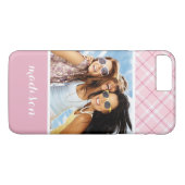 カスタムフォト&ネームライトピンクプレイド Case-Mate iPhoneケース (裏面(横))