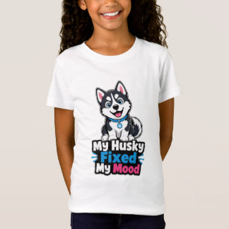 カスタムフォト ハスキー犬 ハスキーで気分が良くなりました Tシャツ