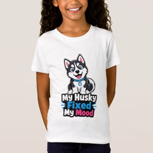 カスタムフォト ハスキー犬 ハスキーで気分が良くなりました Tシャツ (正面)
