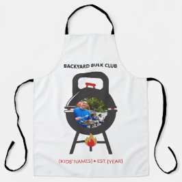 カスタムフォト ブラック ケトルベル BBQ 父の日 グリル バッジ エプロン