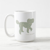 カスタムフォト プードル犬ママ 名前 セージグリーン コーヒーマグカップ (左)