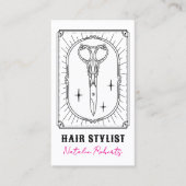 カスタムフォト ヘアスタイリスト かわいい ハサミ ドゥードル 名刺 (正面)