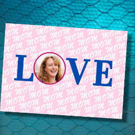 カスタムフォト ママ お母さん 現代 エレガント ピンク フォト カード