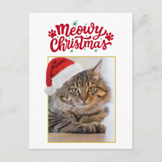 カスタムフォト メリークリスマス 猫のポストカード シーズンポストカード