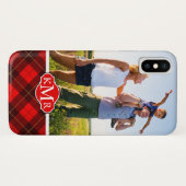 カスタムフォト&モノグラムウォレスタータンチェック背景 Case-Mate iPhoneケース (裏面(横))