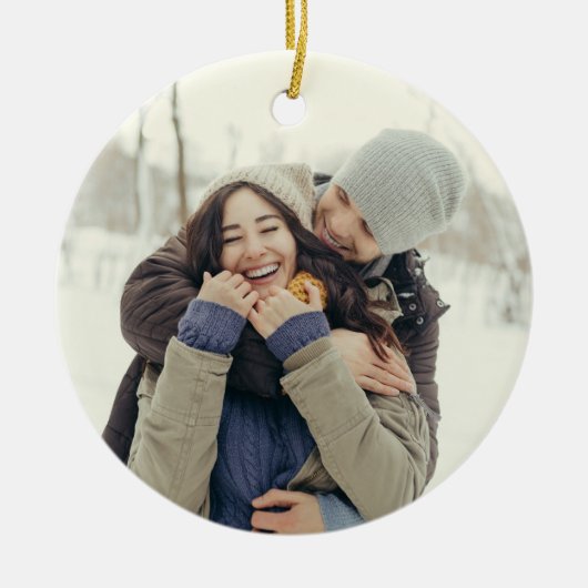 カスタムフォト&モノグラムパーソナライズされたオーナメント セラミックオーナメント (正面)