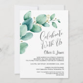 カスタムフォト ユーカリの葉 ウェディングレセプション 招待状 (正面)