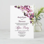 カスタムフォト ラスティック ピンク フローラル ウェディング レセプション 招待状 (スタンド正面)
