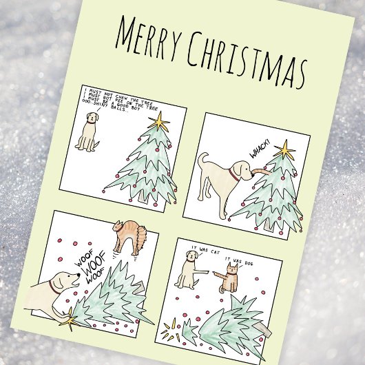 カスタムフォト 楽しい 猫 犬 カートゥーン クリスマス