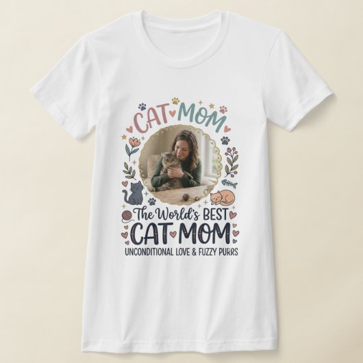 カスタムフォト 猫の母Tシャツ Tシャツ (レイダウン)