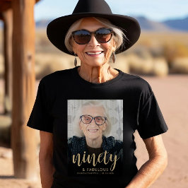 カスタムフォト 90歳の最高の誕生日パーティー Tシャツ