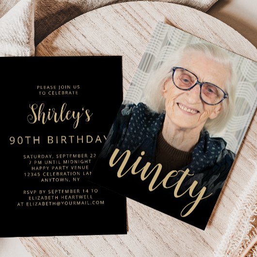 カスタムフォト 90歳の誕生日パーティー 招待状
